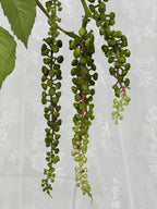 Fleuristic artificial hanging succulent with lush green leaves, detailed close-up of realistic faux plant for home decor.