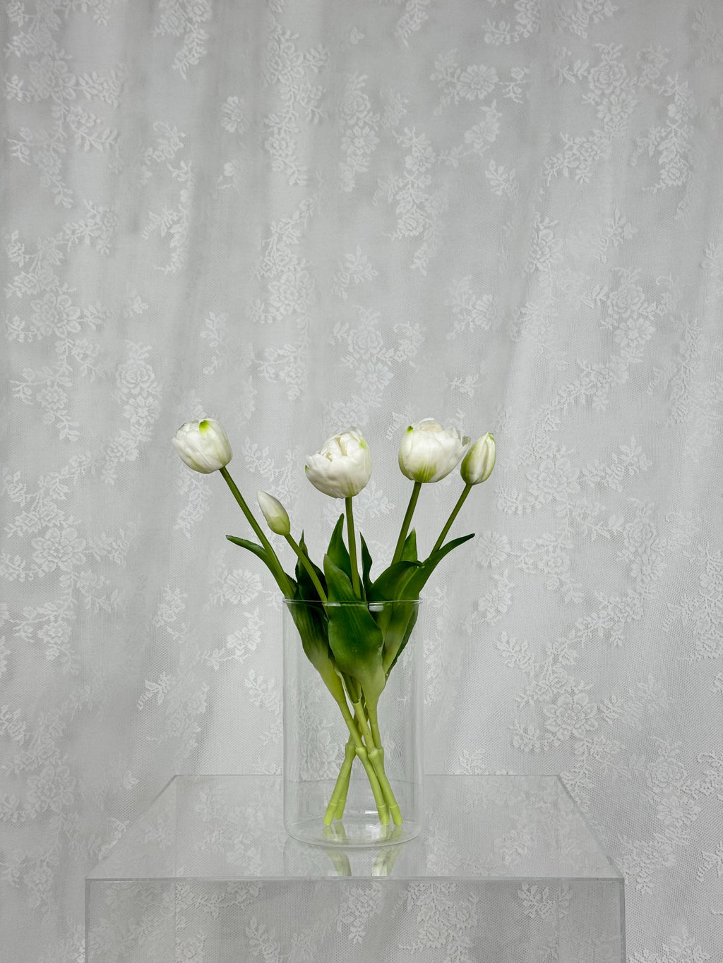 Kunstig Dobbelthovedet tulipaner - hvid - Fleuristic