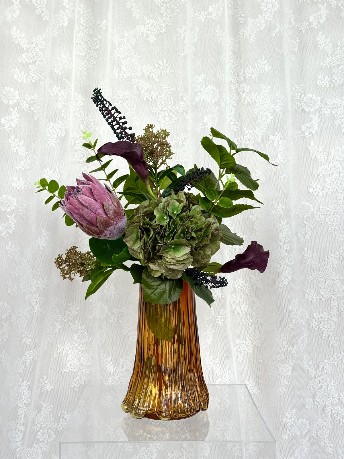 Artificial floral bouquet with rustic roses and greenery from Fleuristic's Rustic Romance collection, perfect for charming home decor.