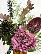 Fleuristic Velvet Cherry artificial bouquet showcasing soft velvet cherries and lush green leaves in a realistic floral arrangement.