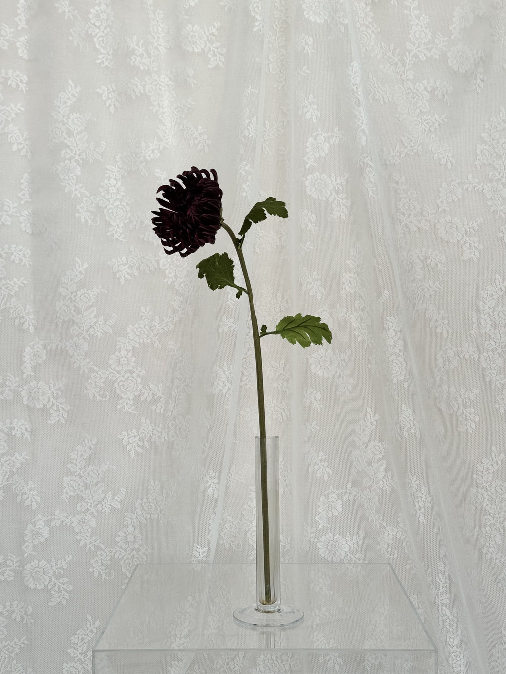 Artificial bordeaux chrysanthemum flower by Fleuristic, showcasing vibrant, realistic petals for home decor or floral arrangements.